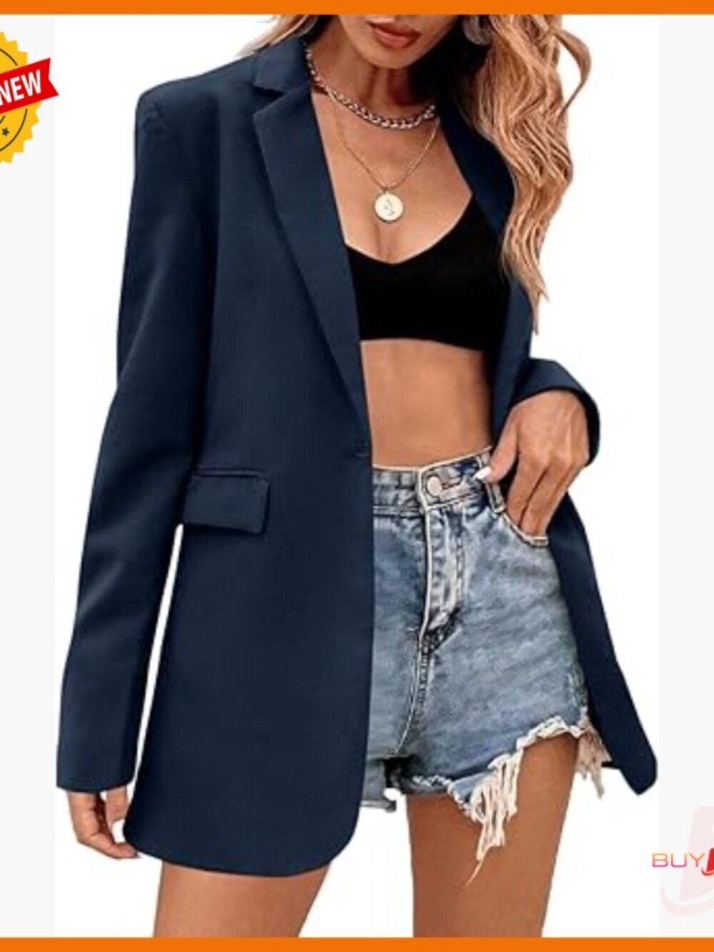 Oversized Lapel Blazer Jacket Long Sleeve Button Work Office Casual